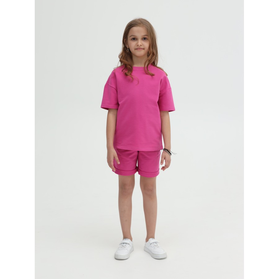 75-60 ФТ Костюм однотонный (футболка+шорты), фуксия.