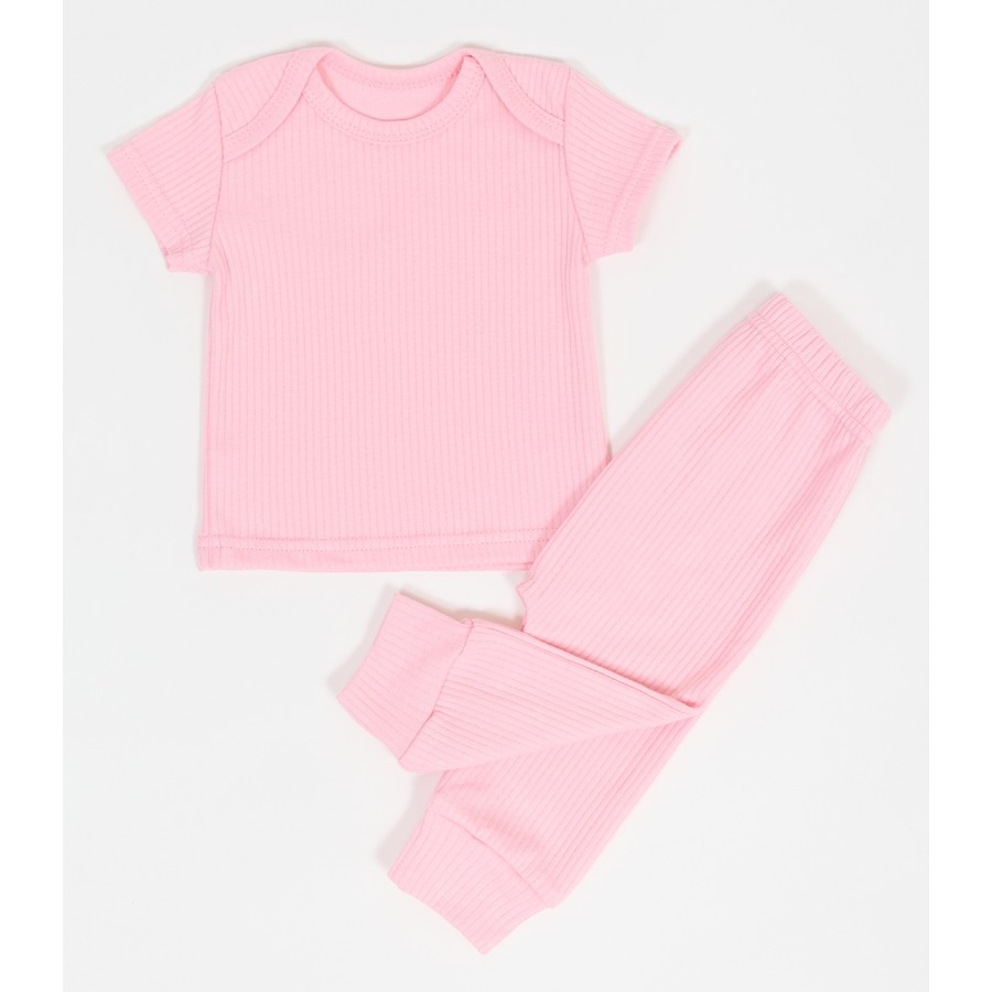 .75-62 ИГЛ Комплект футболка ок/пл + ползунки на манжете из интерлока в рубчик.