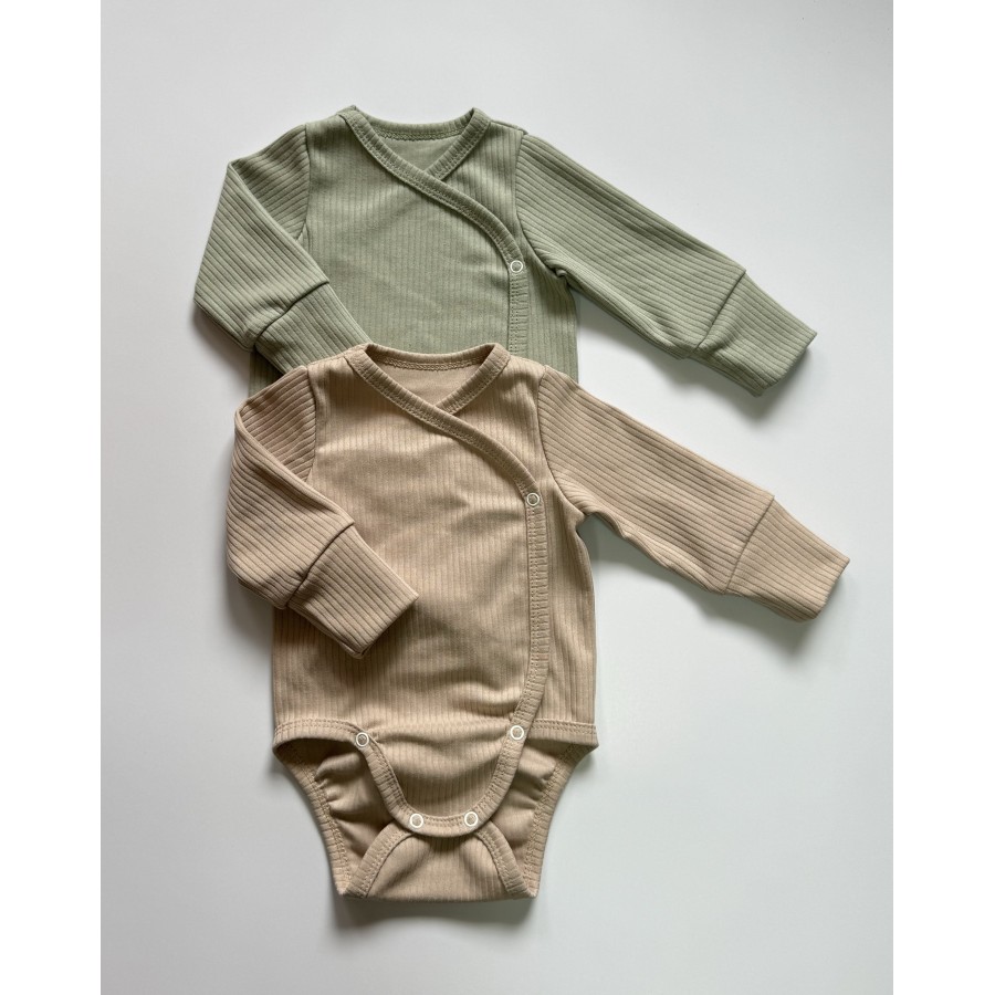 .80-25 ИН Боди-кимоно однотонное из интерлока в рубчик, в ассорт.