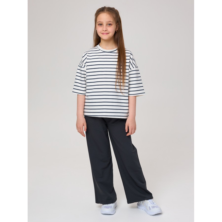 ..К76-72 Комплект футболка + брюки, черная полоска.