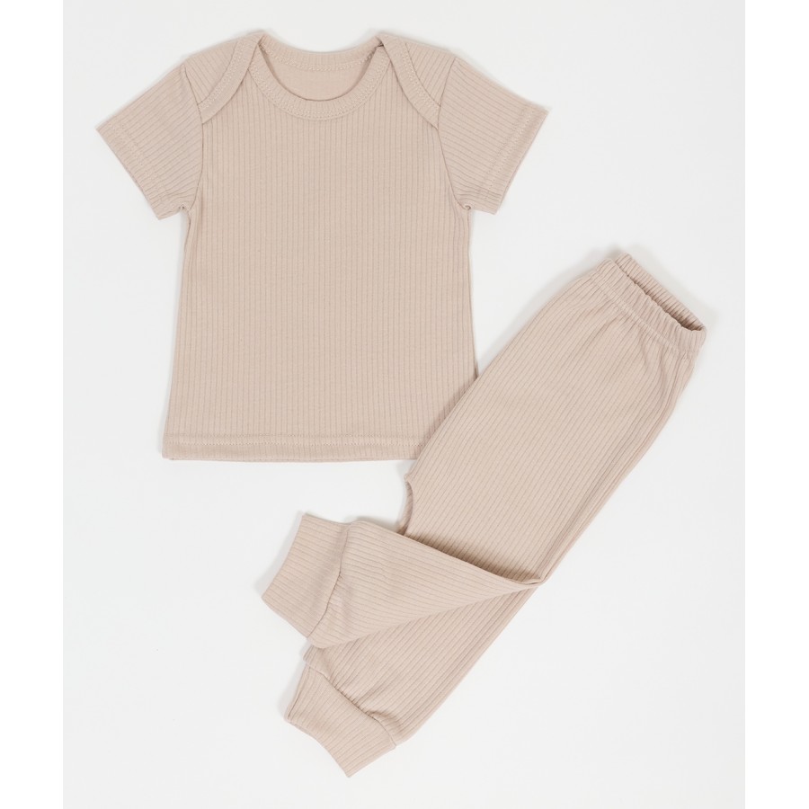 .75-62 ИГЛ Комплект футболка ок/пл + ползунки на манжете из интерлока в рубчик.