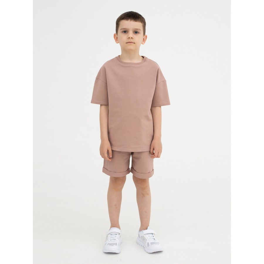 75-60 ФТ Костюм однотонный (футболка+шорты), бежевый.