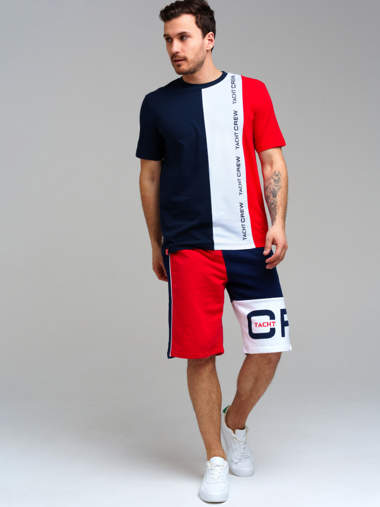 Шорты трикотажные для мужчин тёмно-синий,красный,белый 12456038