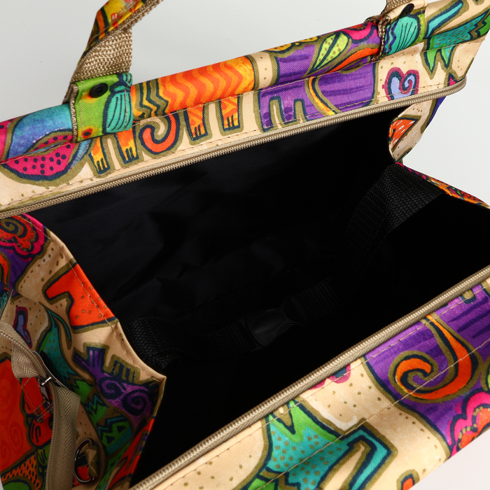 Сумка дорожная на молнии, наружный карман, длинный ремень, разноцветная