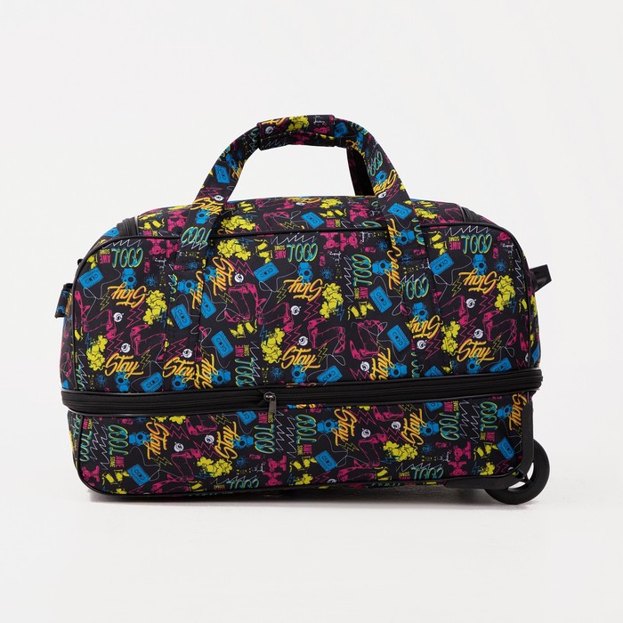 Сумка дорожная на колёсах, отдел на молнии с увеличением, наружный карман, длинный ремень, цвет синий