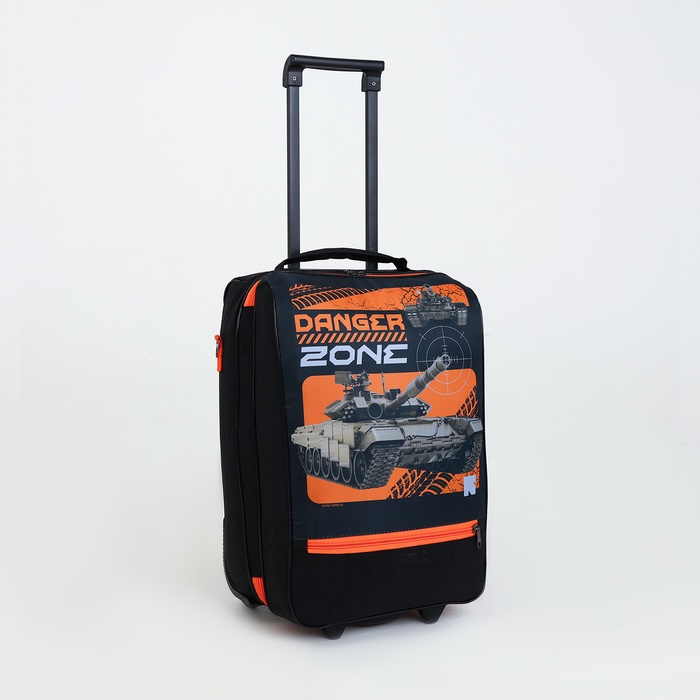 Чемодан детский на колёсах 32 л (S) Sacvoyage, на молнии, оранжевый/чёрный