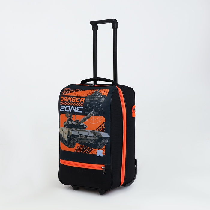 Чемодан детский на колёсах 32 л (S) Sacvoyage, на молнии, оранжевый/чёрный