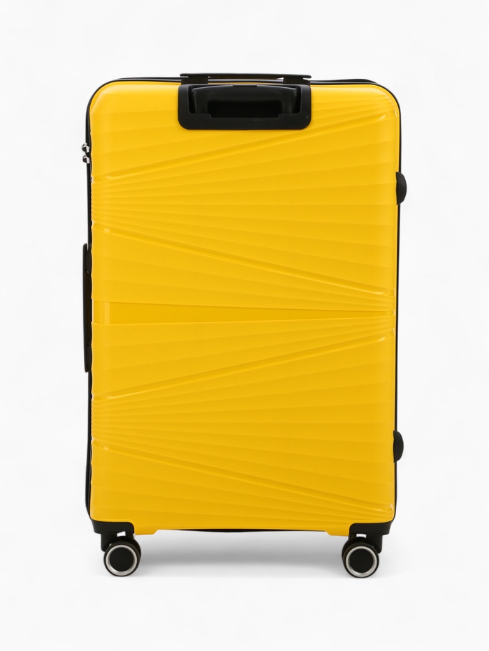 Чемодан на колёсах маленький 111 л (L), на молнии, кодовый замок, 4 колеса, жёлтый