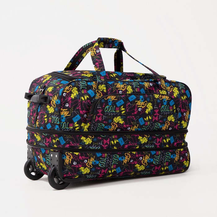 Сумка дорожная на колёсах, отдел на молнии с увеличением, наружный карман, длинный ремень, цвет синий