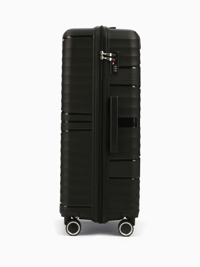 Чемодан на колёсах большой 111 л (L), на молнии, кодовый замок, чёрный