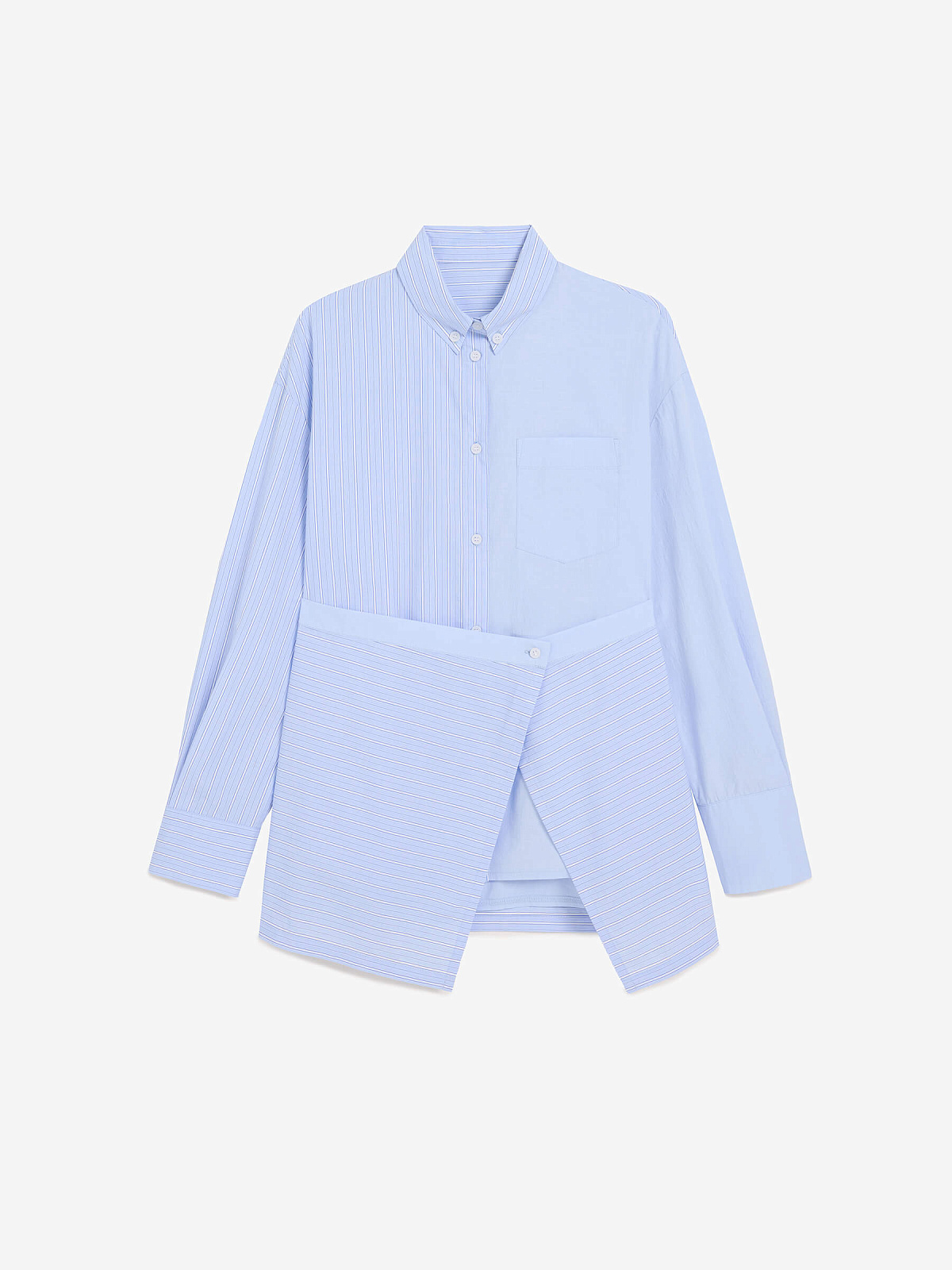 Рубашка колор-блок с баской 0213, светло-голубой