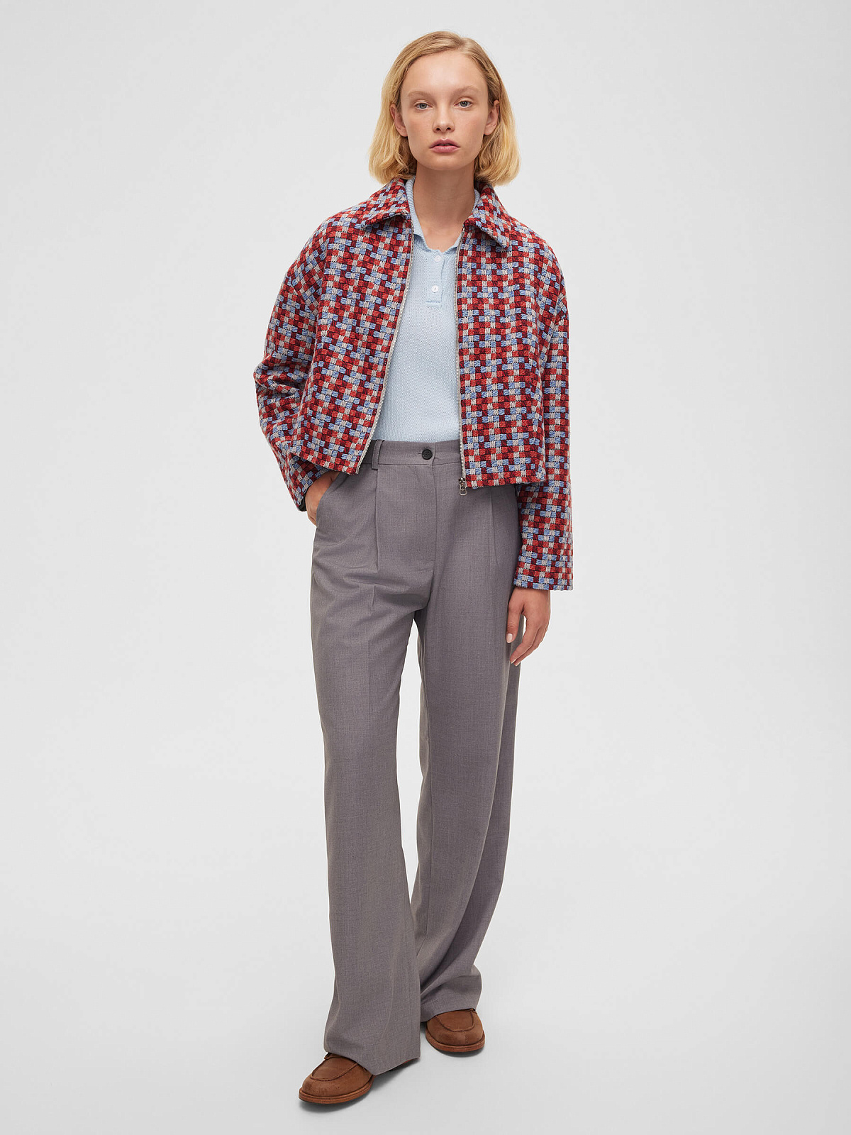 Жакет на молнии 0124, красно-голубой