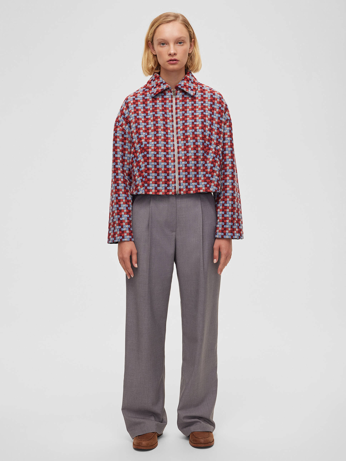 Жакет на молнии 0124, красно-голубой