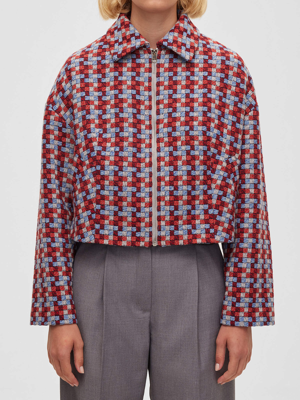 Жакет на молнии 0124, красно-голубой