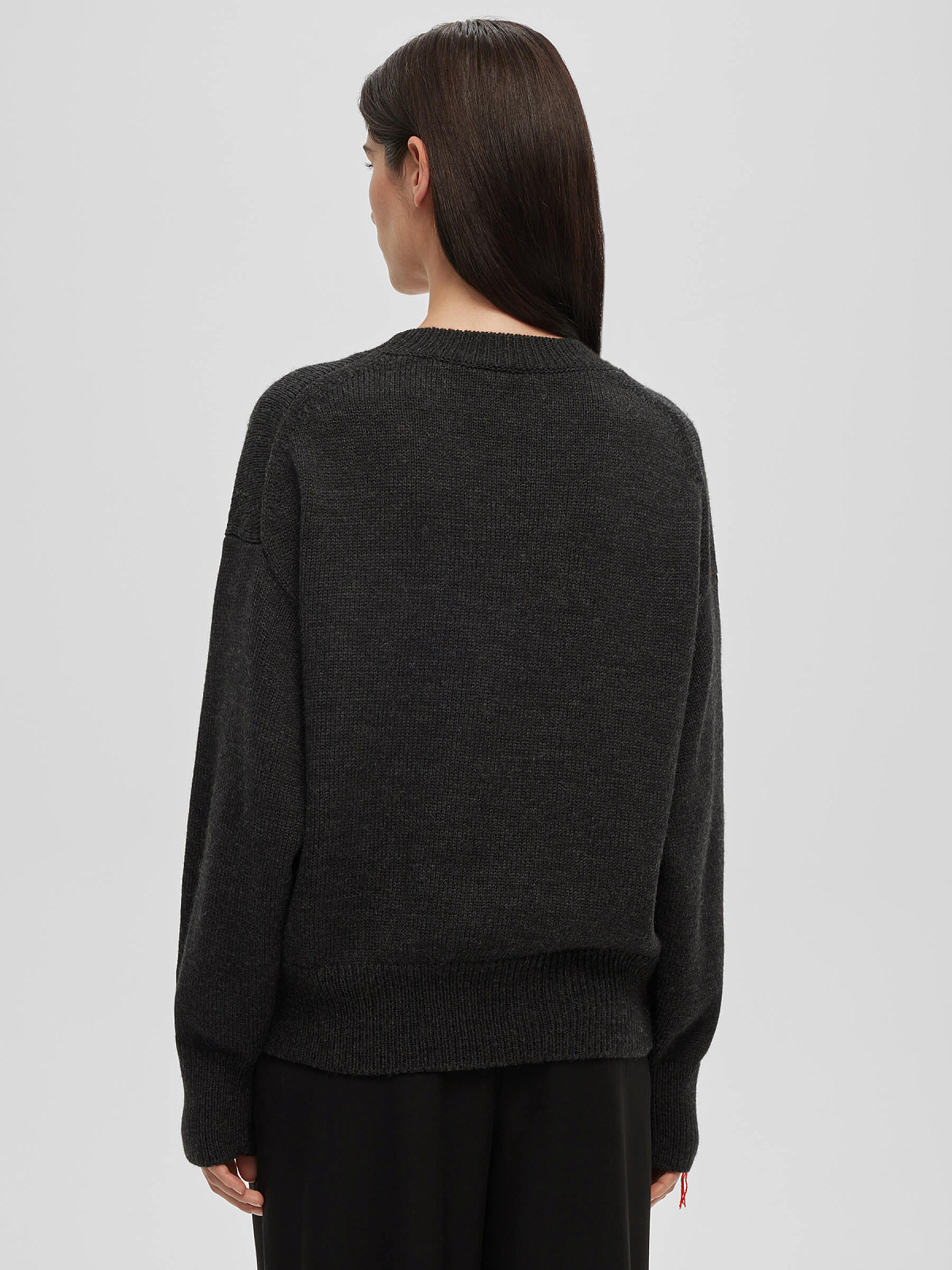 Джемпер свободного кроя с вышивкой Lucky you, антрацит