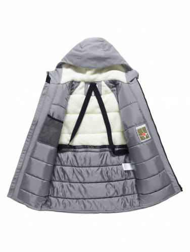 Парка зимняя мужская с капюшоном серого цвета 9533-1Sr