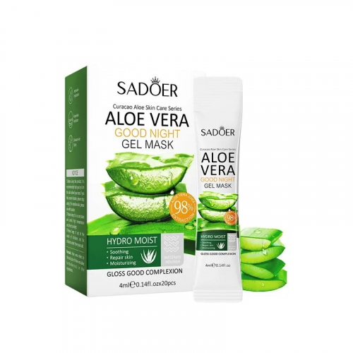 SADOER  Маска - Гель для лица Ночная ALOE VERA Успокаивающая с АЛОЭ  (4мл * 20 саше)  (SD0114)