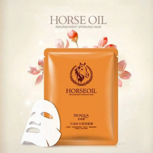 Маска - муляж для лица HORSE OIL увлажняющая, успокаивающая ЛОШАДИНЫЙ ЖИР  30г  (BQY-07667)