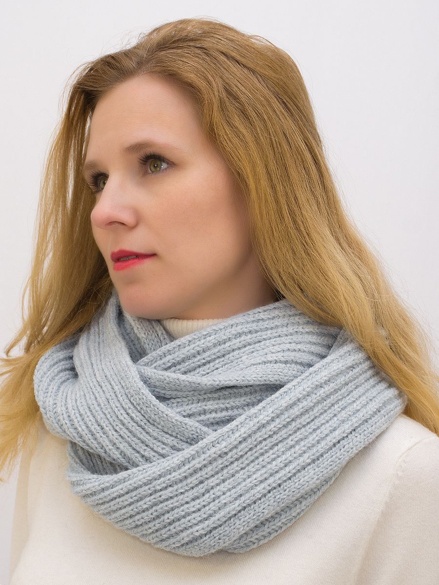 Снуд восьмерка женский Ирина (Цвет светло-серый), Один размер, шерсть 30%
