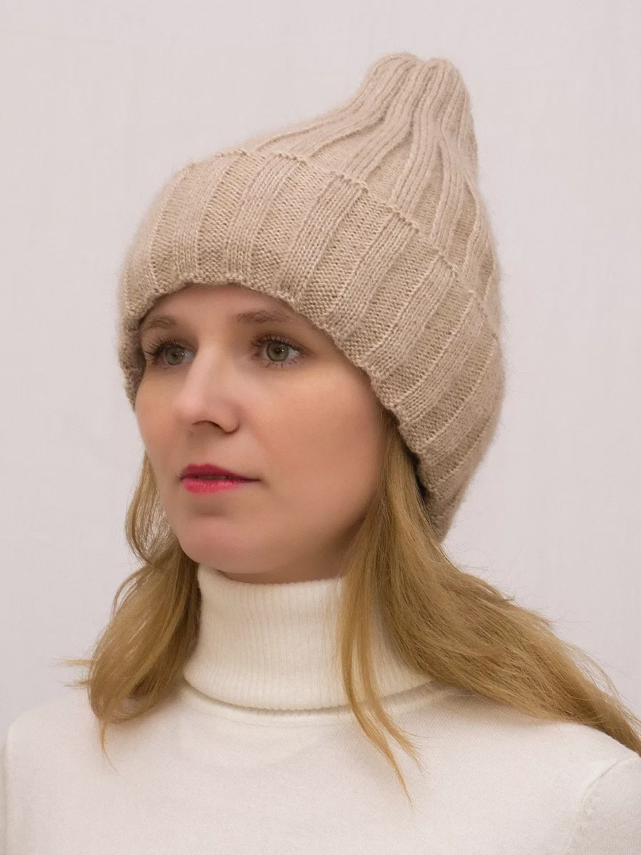 Шапка зимняя женская Зимушка (Цвет бежевый), размер 54-58, мохер 50%