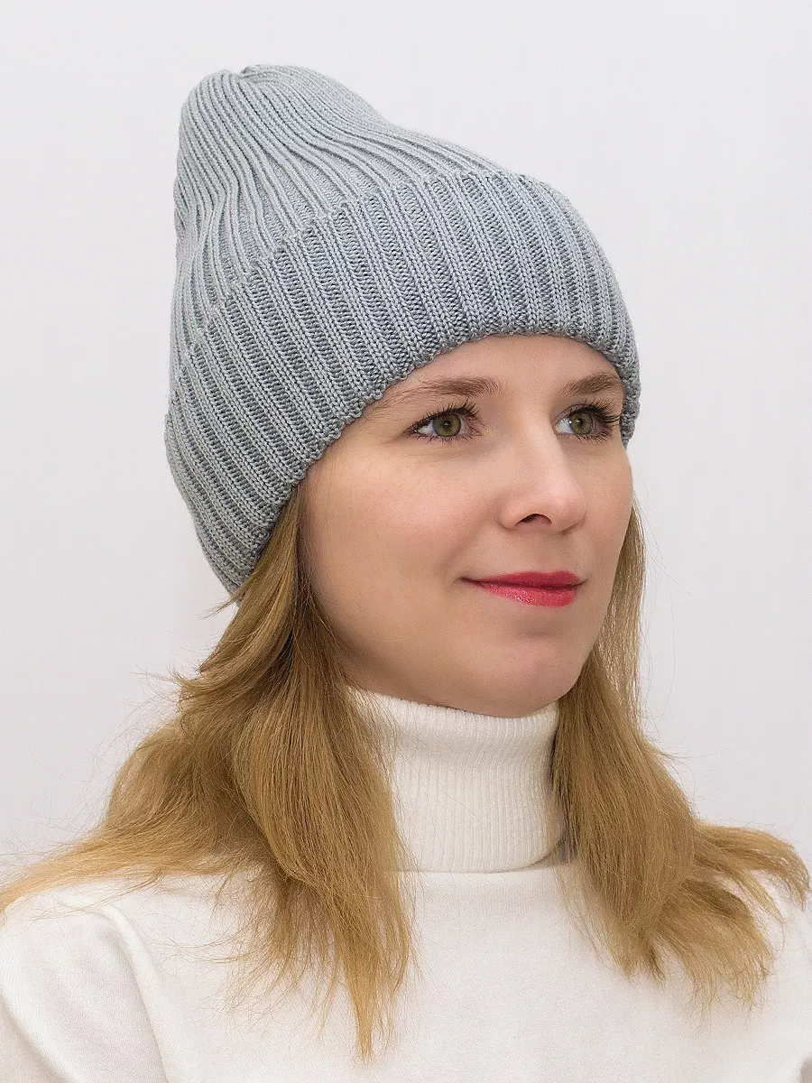 Шапка зимняя женская Эдисон (Цвет светло-серый), размер 54-58, шерсть 50%