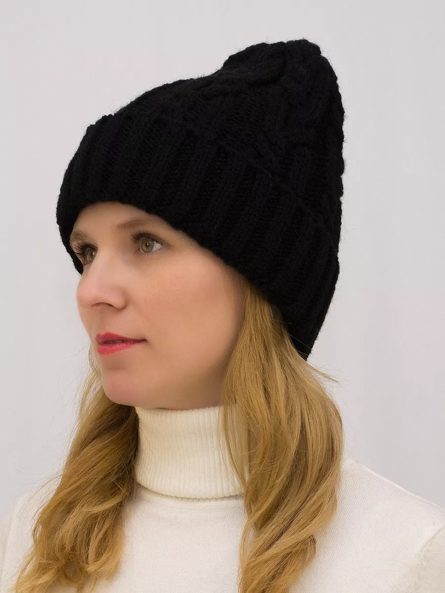 Шапка зимняя женская Джессика (Цвет черный), размер 54-58, шерсть 30%