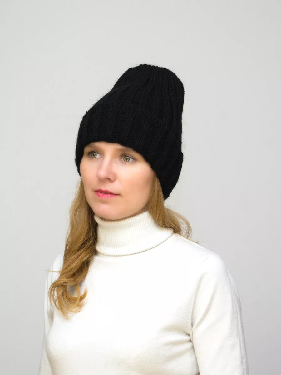 Шапка зимняя женская Жизель (Цвет черный), размер 56-58, шерсть 50%, мохер 30%