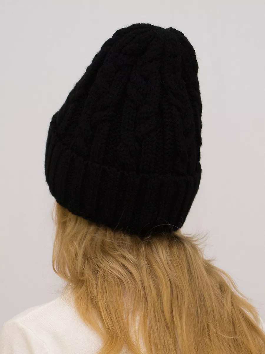 Шапка зимняя женская Джессика (Цвет черный), размер 54-58, шерсть 30%