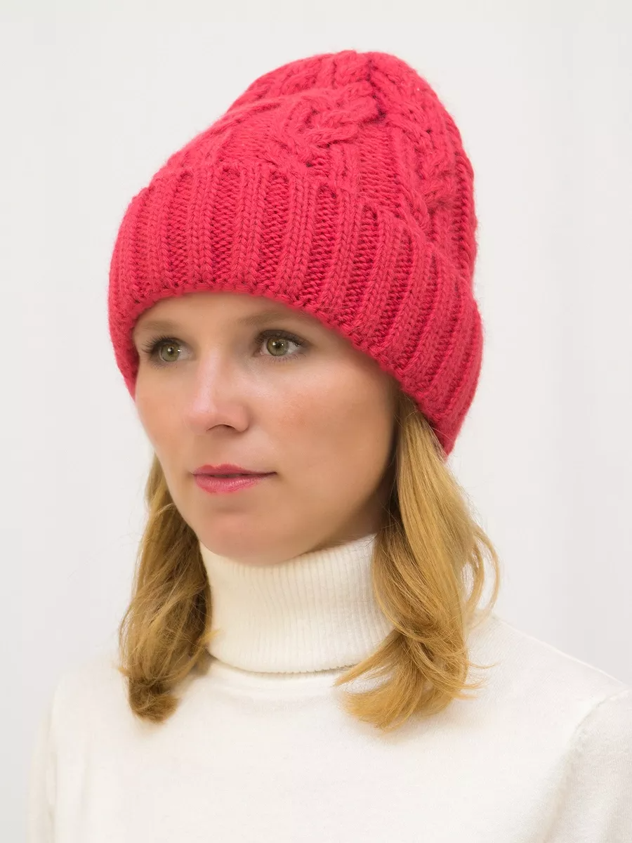 Шапка зимняя женская Джессика (Цвет красный), размер 54-58, шерсть 30%