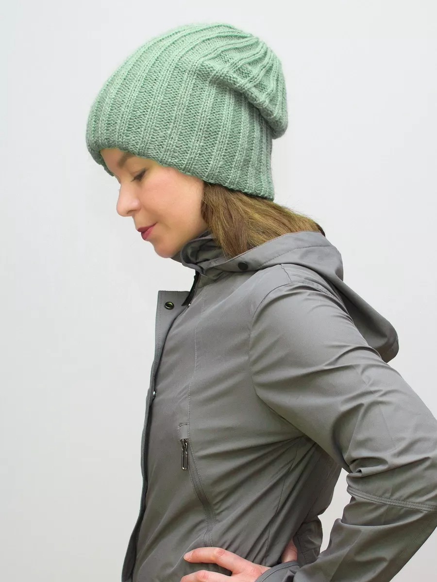 Шапка зимняя женская Жасмин (Цвет зеленый), размер 56-58, мохер 50%