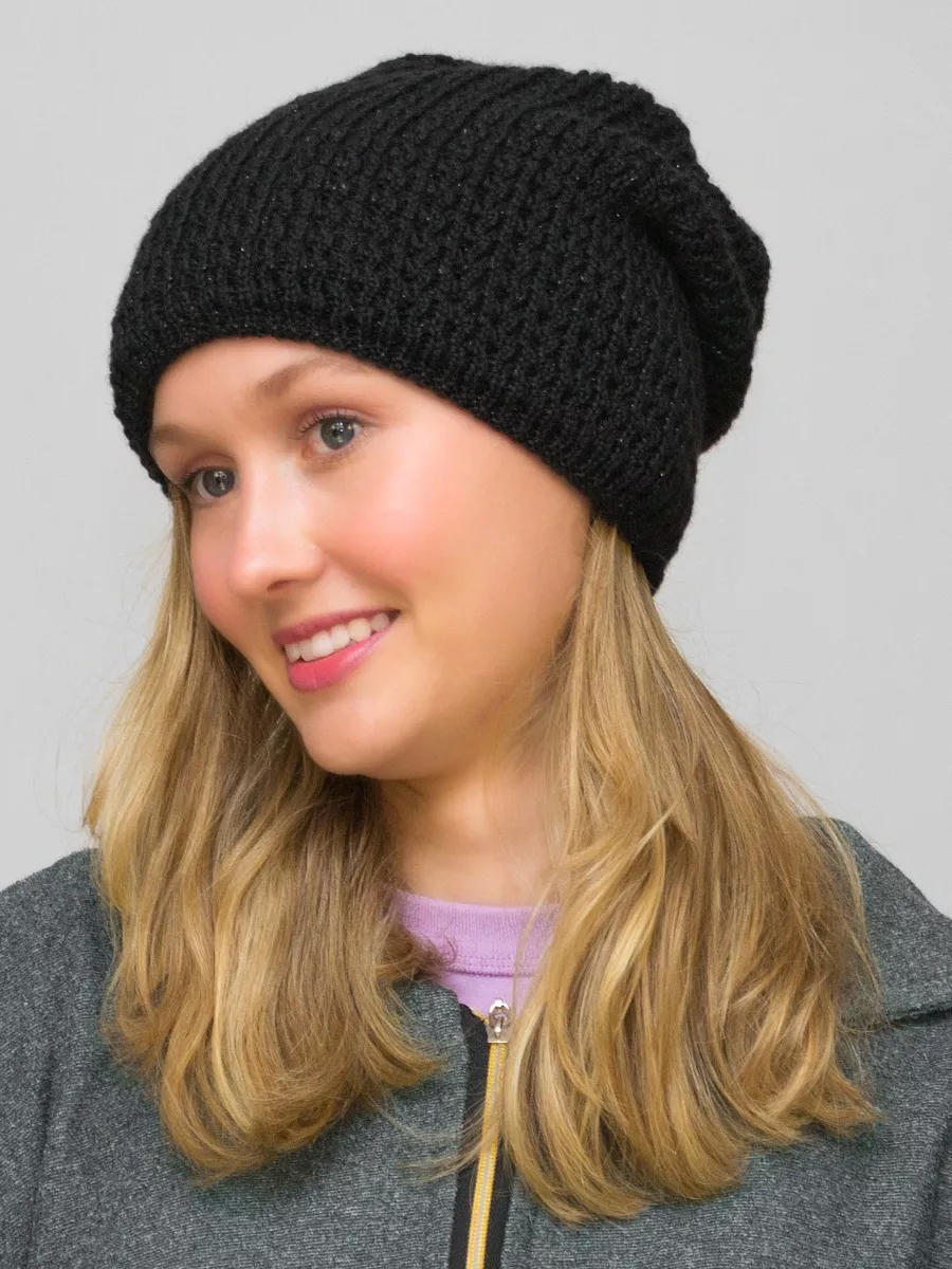 Шапка зимняя женская Матильда (Цвет черный), размер 56-58, шерсть 50%