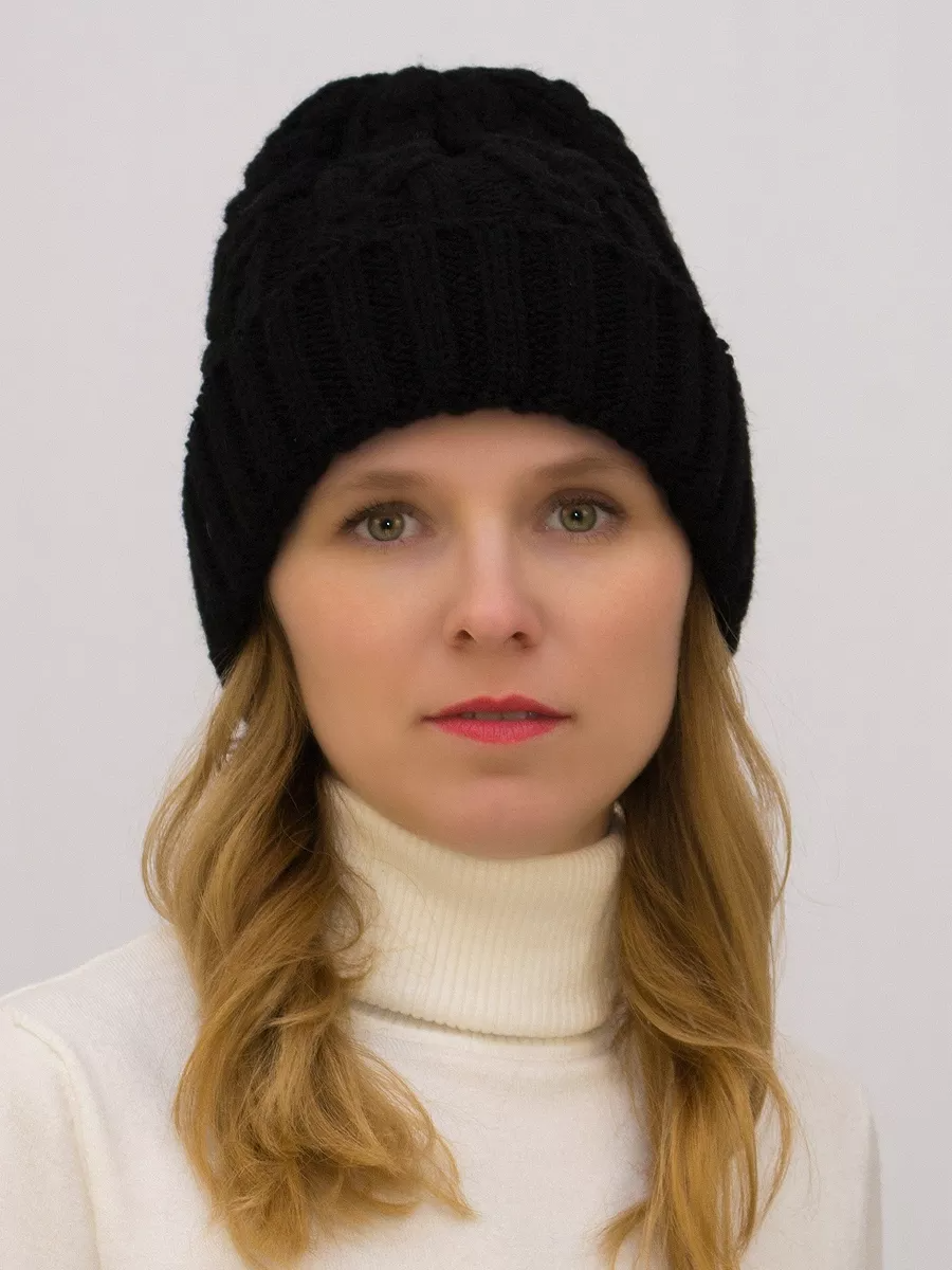 Шапка зимняя женская Джессика (Цвет черный), размер 54-58, шерсть 30%