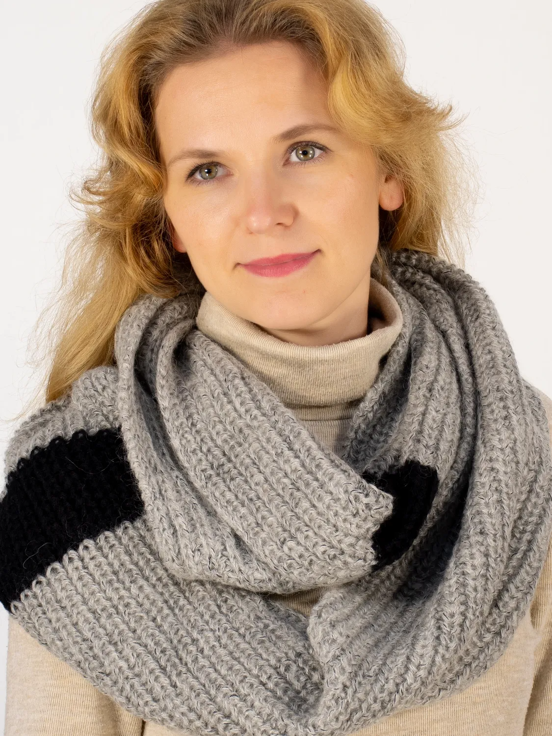 Снуд восьмерка женский Кира (Цвет светло-серый), Один размер, шерсть 50%, мохер 30%