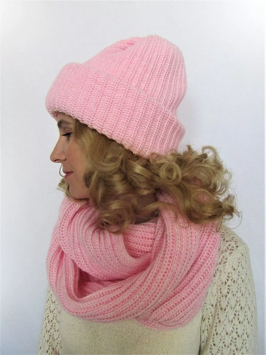 Шапка зимняя женская Ирина (Цвет светло-розовый), размер 56-58, шерсть 30%