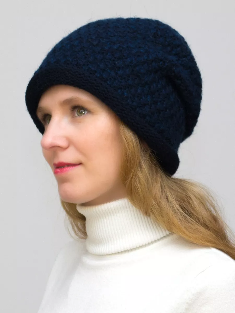 Шапка зимняя женская Даяна (Цвет синий), размер 56-58, шерсть 50%