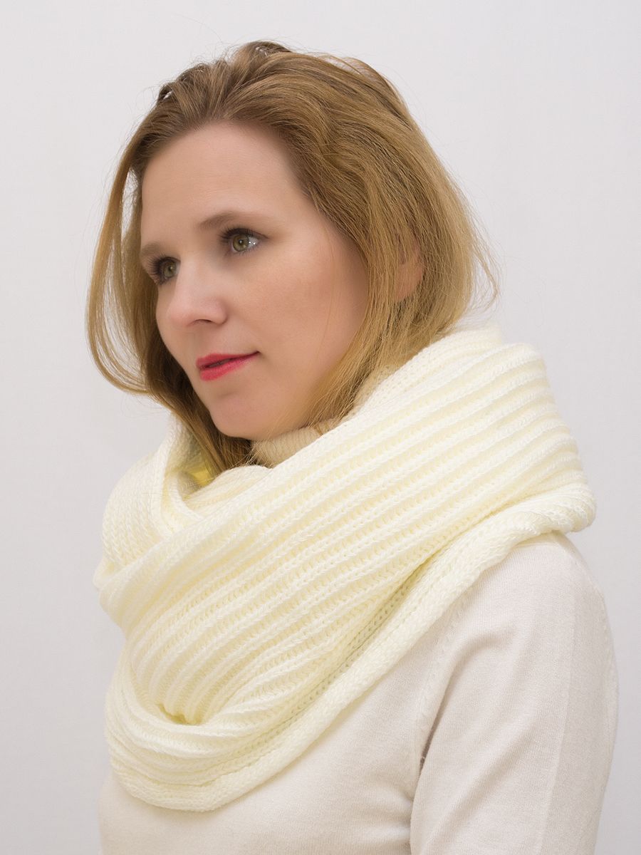 Снуд восьмерка женский Ирина (Цвет молочно-кремовый), Один размер, шерсть 30%