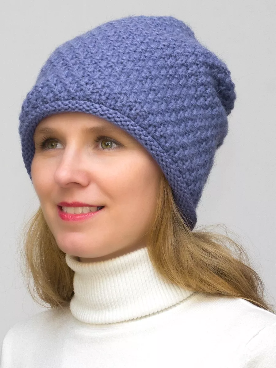 Шапка зимняя женская Даяна (Цвет фиолетовый), размер 56-58, шерсть 50%