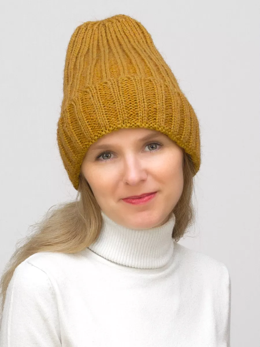 Шапка зимняя женская Жизель (Цвет охра), размер 56-58, мохер 50%