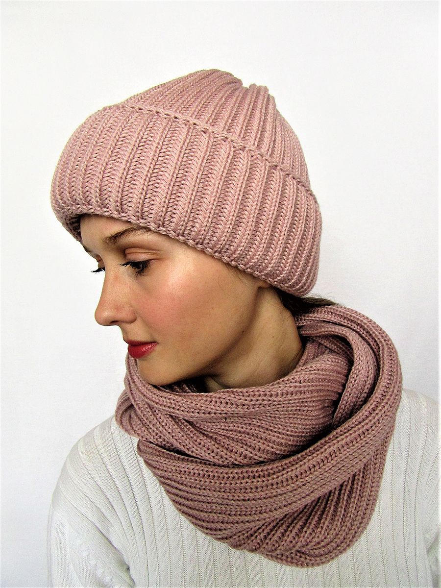 Снуд восьмерка женский Гелла (Цвет пудровый), Один размер