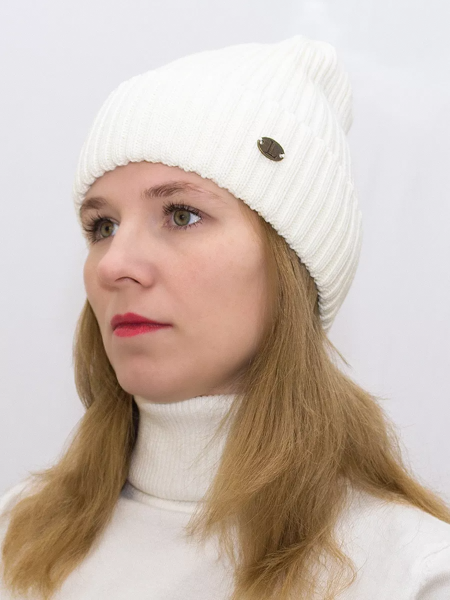 Шапка зимняя женская Эдисон (Цвет молочный), размер 54-58, шерсть 50%