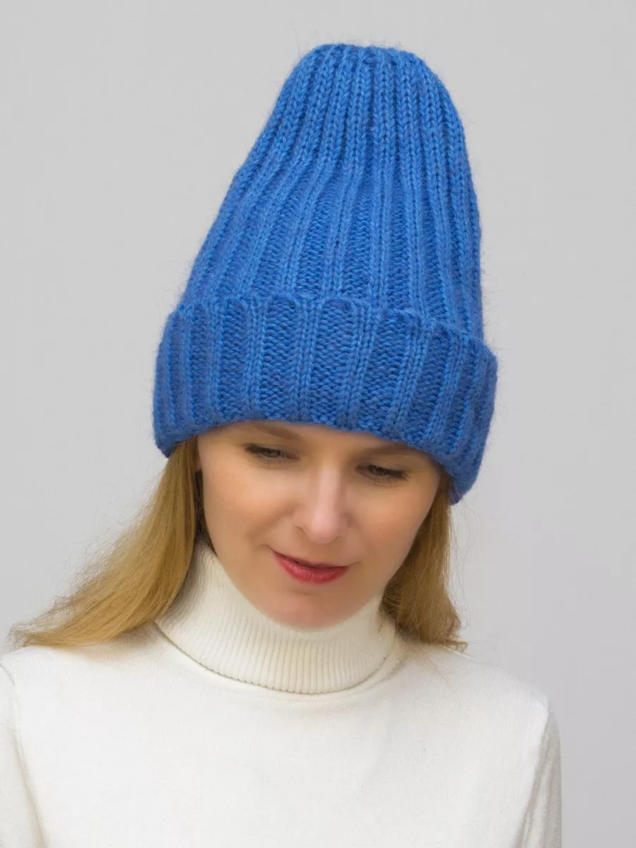 Шапка зимняя женская Жизель (Цвет светло-синий), размер 56-58, мохер 50%