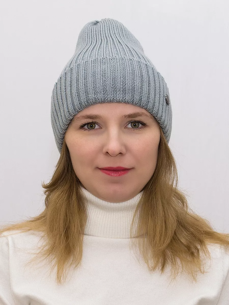 Шапка зимняя женская Эдисон (Цвет светло-серый), размер 54-58, шерсть 50%