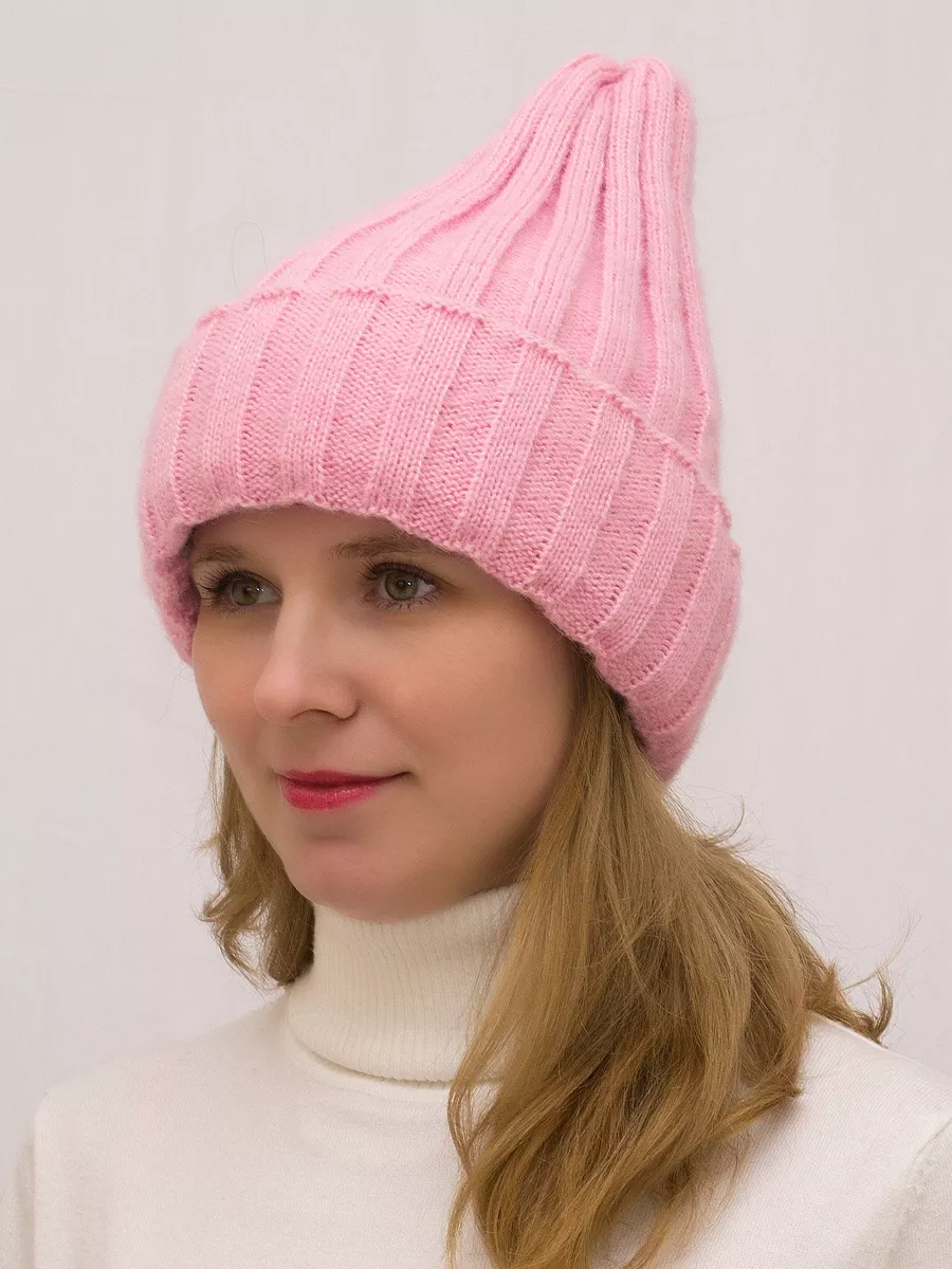 Шапка зимняя женская Зимушка (Цвет светло-розовый), размер 54-58, мохер 50%