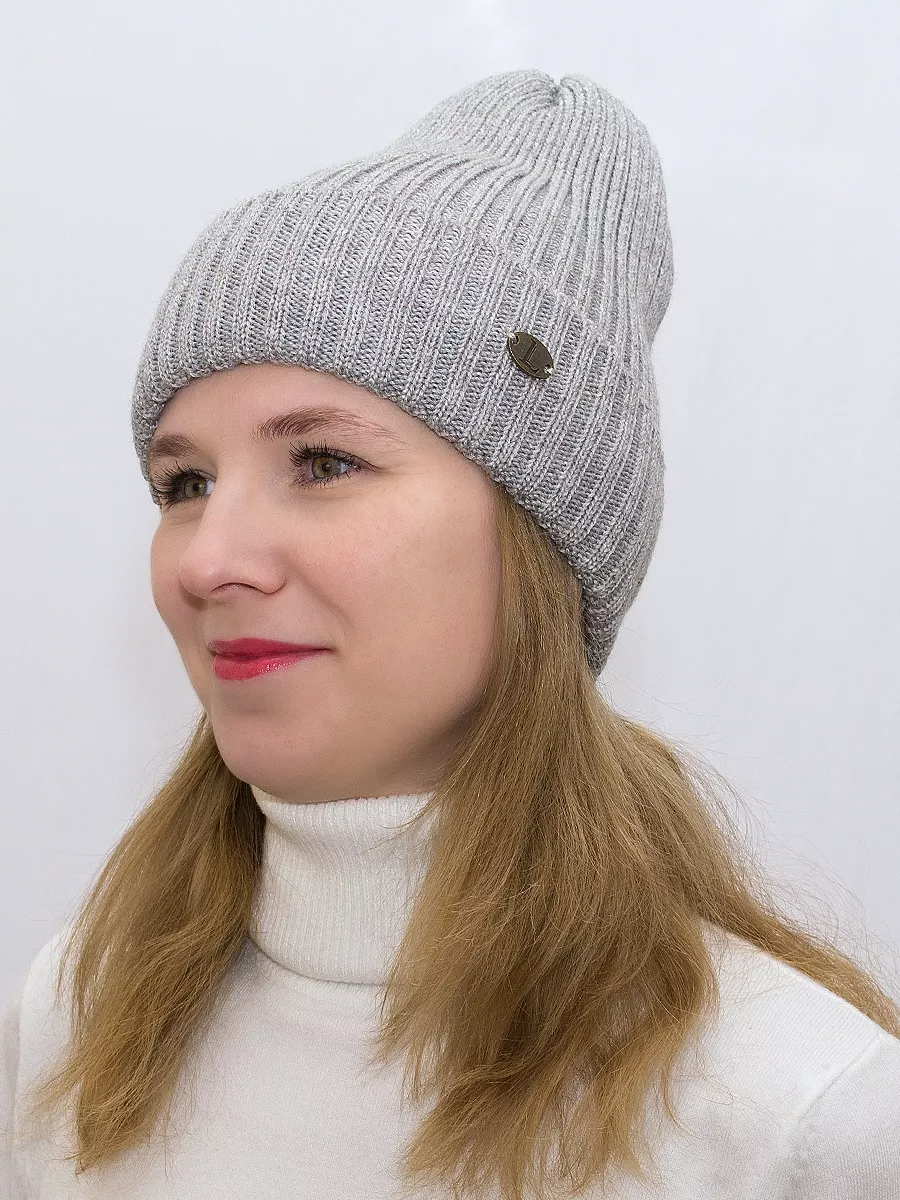 Шапка зимняя женская Эдисон (Цвет серый), размер 54-58, шерсть 50%