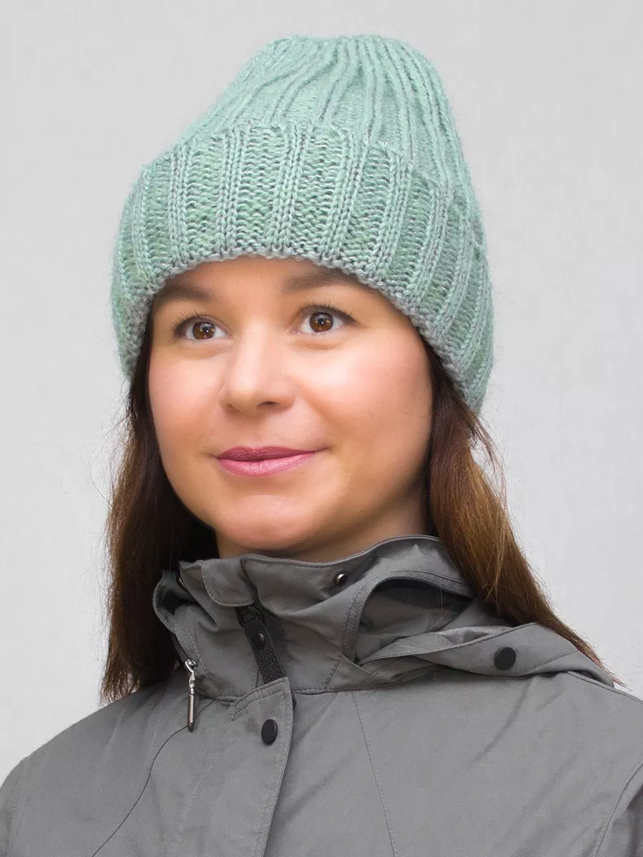 Шапка зимняя женская Жизель (Цвет полынь), размер 56-58, мохер 50%