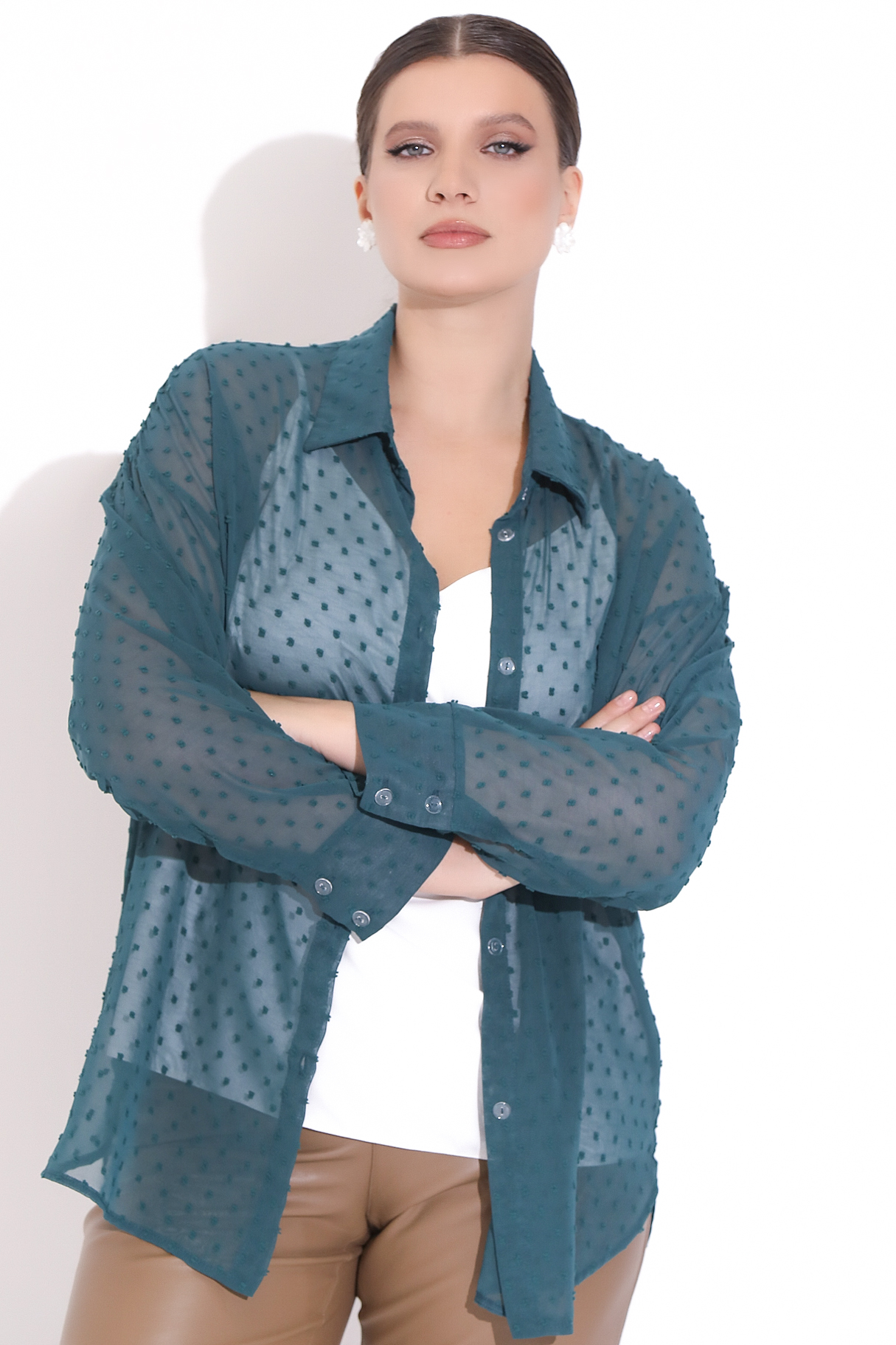 СТ. ЦЕНА 1250 руб//Блузка Астория (изумрудный)