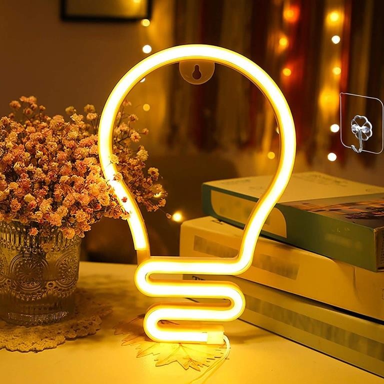 Неоновый подвесной ночник «Bulb», USB, тёплое свечение (25х17 см)