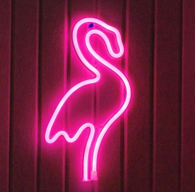 Неоновый подвесной ночник «Flamingo», USB, розовое свечение (28,5х16 см)