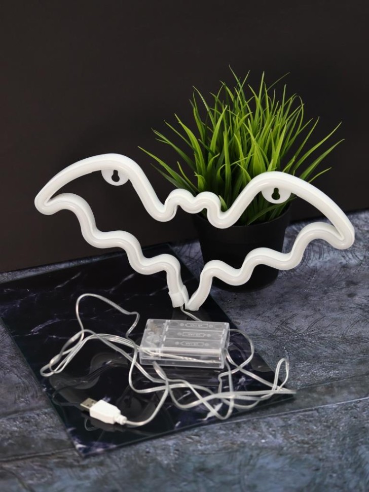 Неоновый подвесной ночник «Bat», USB, розовое свечение (30*15 см)