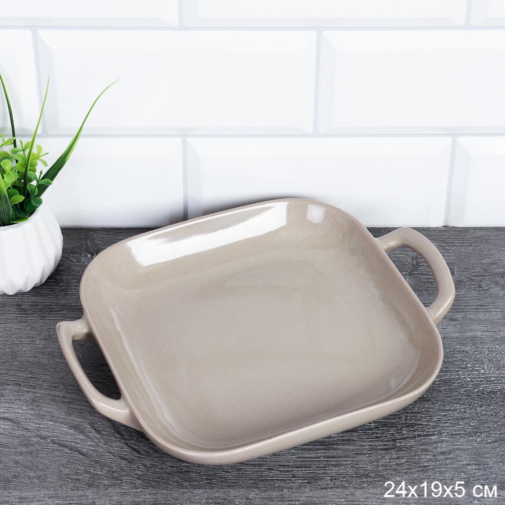 Блюдо с ручками прямоугольное 24х19х5 см / TY-621 /уп 48/